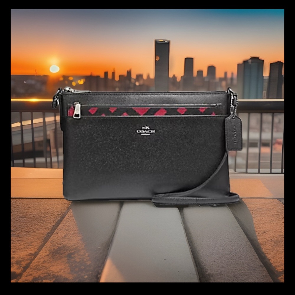 Coach East/West Crossbody With Pop Up Pouch Red Plaid Print  F22252 EUC! 😍